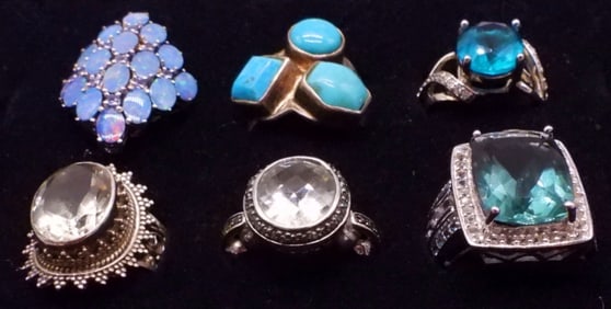 STERLING RINGS. OPAL, TURQ & MORE