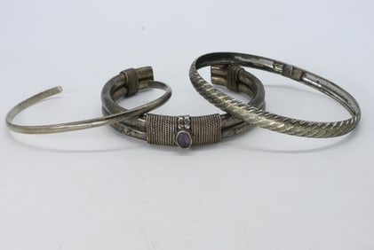 (3) STERLING CUFF/BANGLE BRACELETS