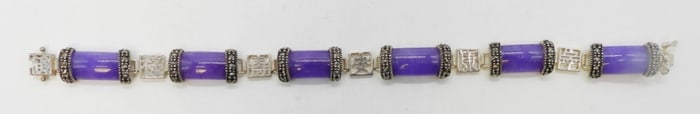 PURPLE JADE 925 RING BRACELET SET