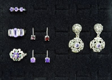 AMETHYST, GARNET, MARCASITE 925 RINGS +