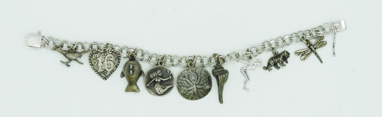 VTG STERLING CHARM BRACELET -9 CHARMS (1 of 1)