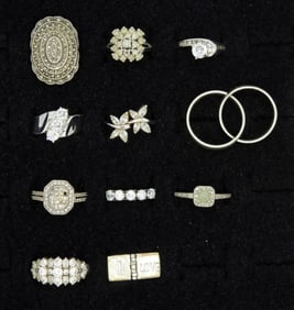 (11) STERLING FASHION RINGS