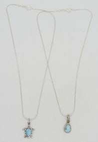 (2) STERLING LARIMAR NECKLACES