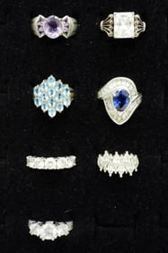 (7) STERLING GEMSTONE FASHION RINGS