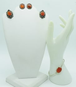 CARNELIAN & AMBER BRACELET EARRINGS 925