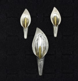 CALA LILLY PIN & EARRINGS 925