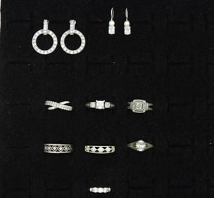 SIMULATED DIAMOND RINGS & EARRINGS 925