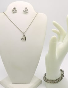 MATCHING 925 HEART SET & VTG BRACELET