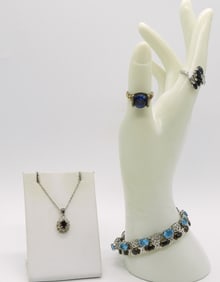 FAUX SAPPHIRE 925 SET & BLUE TOPAZ