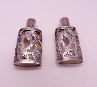 STERLING ENCASED GLASS BOTTLES