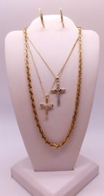 GOLD TONE 925 CROSS NECKLACES & MORE