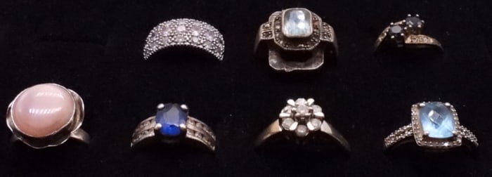 (7) VTG STERLING FASHION RINGS