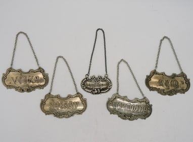 (5) VTG STERLING LIQUOR DECANTER TAGS