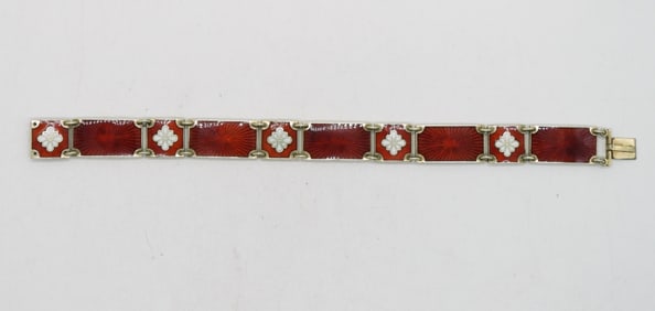DENMARK RED ENAMEL 925 BRACELET