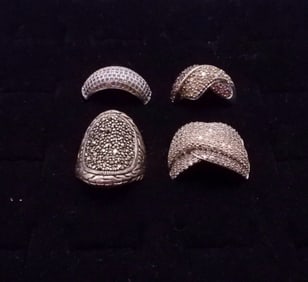(4) STERLING FASHION RINGS