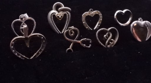 (10) STERLING HEART PENDANTS