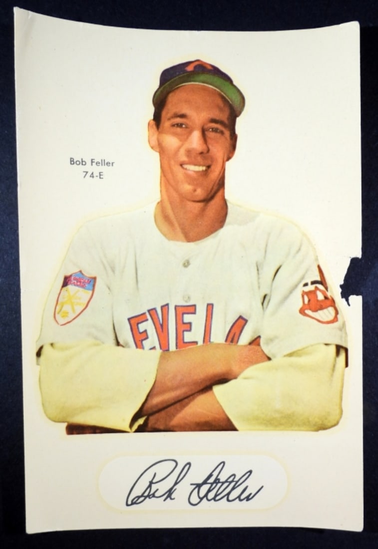 1952 STAR-CAL DECAL BOB FELLER 74-E: TORN RIGHT EDGE
