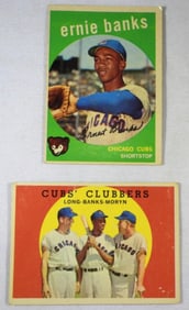 1959 TOPPS #147 CUBS & #350 ERNIE BANKS