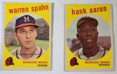 1959 TOPPS #40 SPAHN & #380 HANK AARON