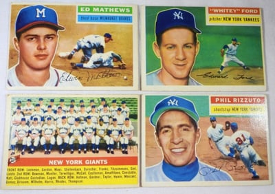 (4) 1956 TOPPS BASEBALL CARDS - FORD,