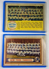 (2) YANKEE TEAM CARDS 1957 & 1958 TOPPS