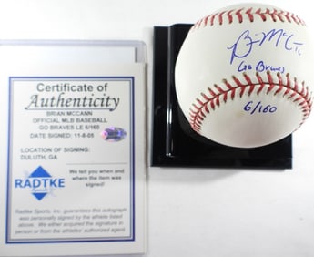 BRIAN MCCANN AUTO MAJOR LEAGUE BASEBALL