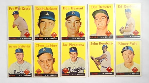 (9)1958 TOPPS LA DODGERS CARDS