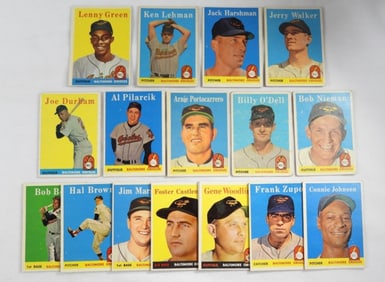 (18) 1958 TOPPS BALTIMORE ORIOLES CARDS