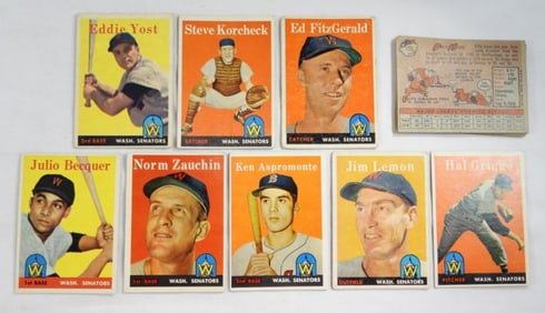 (18) 1958 TOPPS WASH. SENATORS CARDS