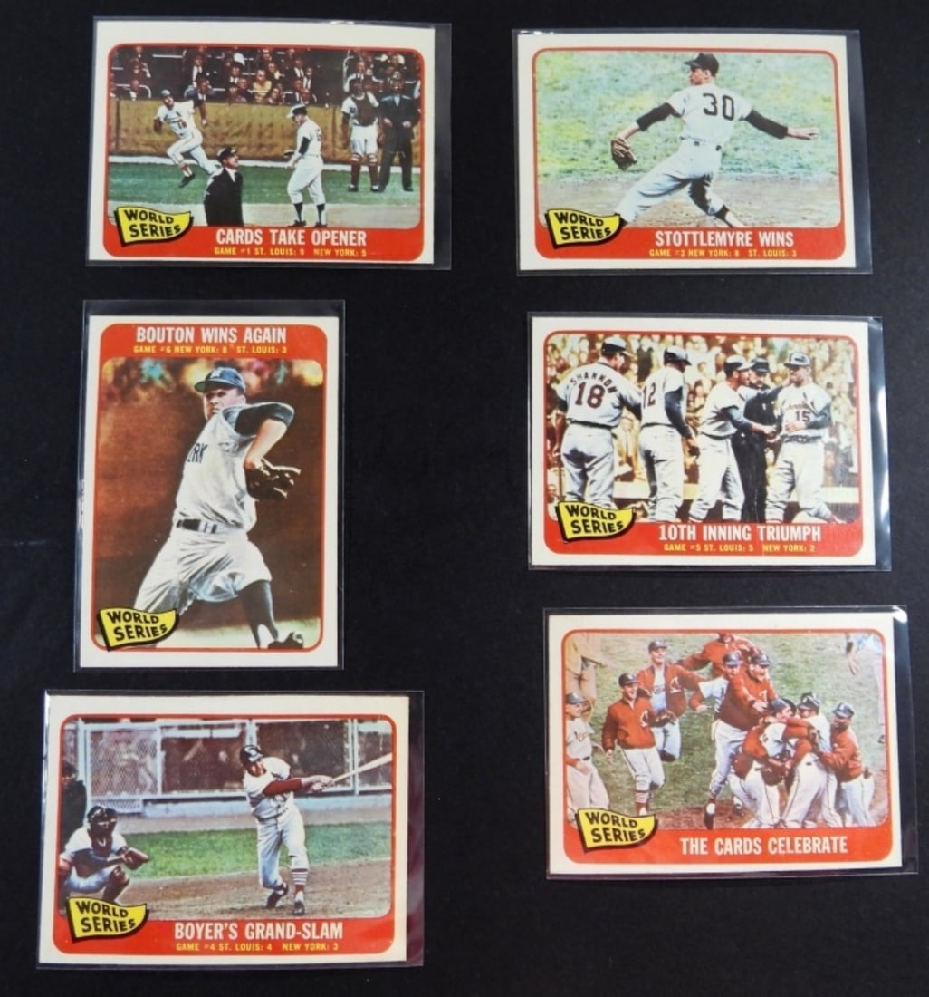 (6) 1965 TOPPS WORLD SERIES CARDS: VGEX 1965 TOPPS WORLD SERIES CARDS
