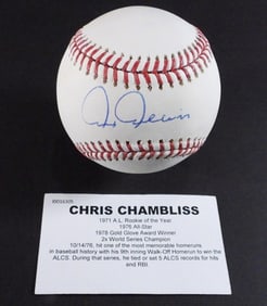 CHRIS CHAMBLISS AUTOGRAPHED BASEBALL