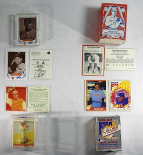 (4) THROWBACK BASEBALL CARDS - REPRINT: GOUDEY, 1981 BOYS OF SUMMER DETROIT & 1989 HOUSTON COLTS, RYAN EXPRESS - UNVERIFIED COMPLETE