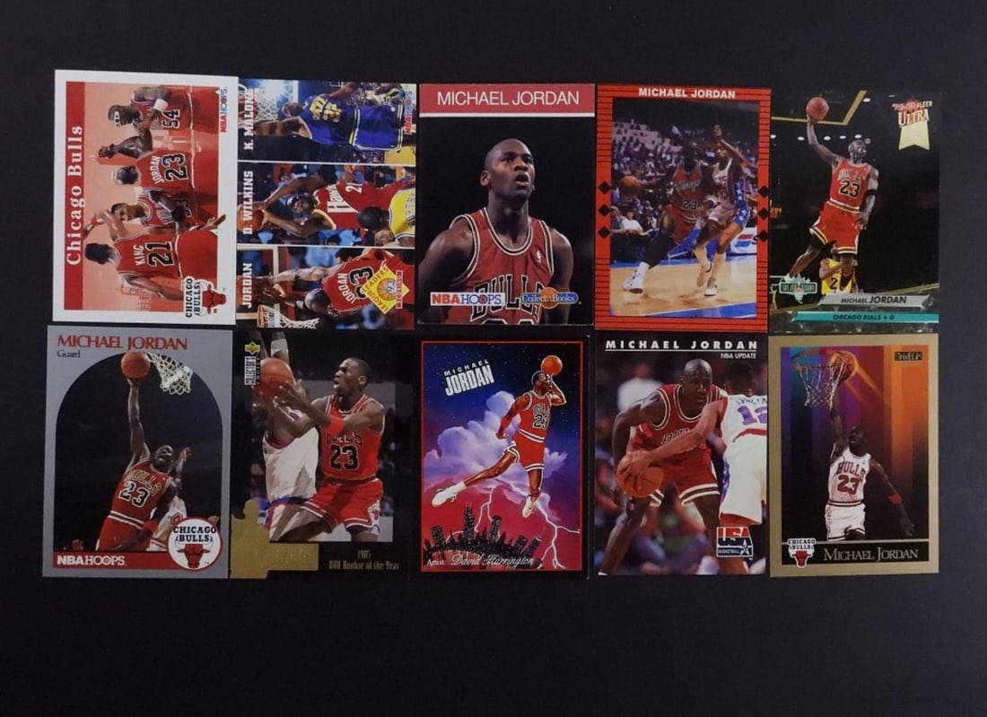 MICHAEL JORDAN BSKBALL PREMIUM CARDS: AMAZING MIX, ALL DIFFERENT. MANY PREMIUM BRANDS. NICE OVERALL CONDITION.