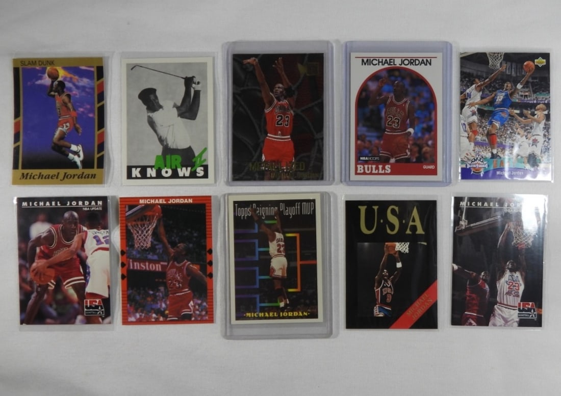 MICHAEL JORDAN BSKBALL PREMIUM CARDS: AMAZING MIX, ALL DIFFERENT. MANY PREMIUM BRANDS. NICE OVERALL CONDITION.
