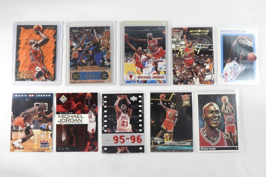 MICHAEL JORDAN BSKBALL PREMIUM CARDS: AMAZING MIX, ALL DIFFERENT. MANY PREMIUM BRANDS. NICE OVERALL CONDITION.