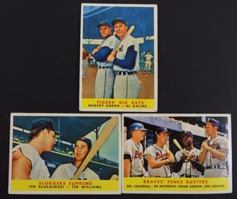 (3) 1958 TOPPS DUAL PLAYER CARDS