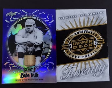 LEAF METAL BABE RUTH GAME USED BAT CARD