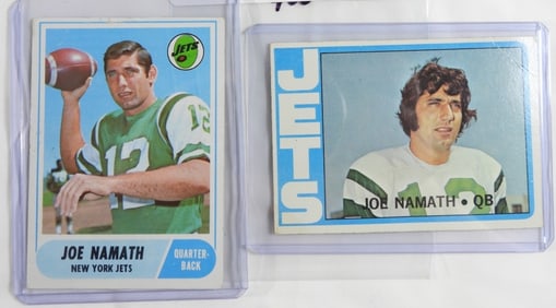 (2) JOE NAMATH TOPPS CARDS
