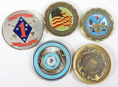 (5) MEDALLION COINS / MILITARY U.S.