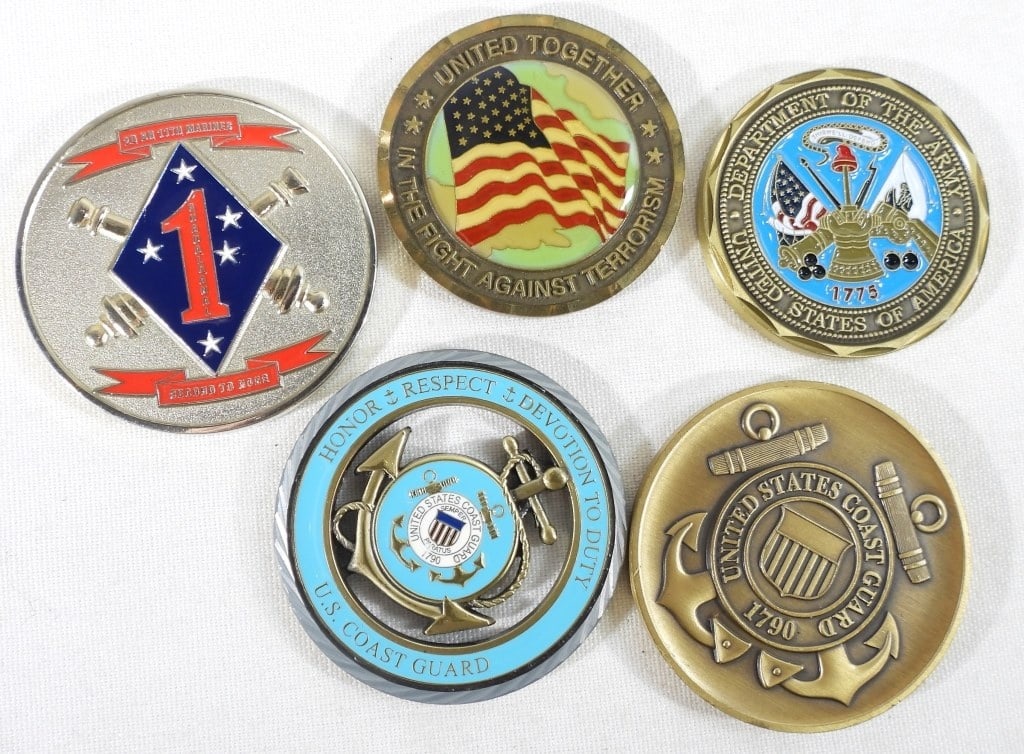 (5) MEDALLION COINS / MILITARY U.S. (1 of 2)