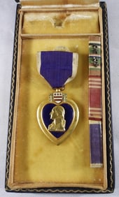 PURPLE HEART AND MEDAL RIBBON BARS PIN WITH 4 STAR
