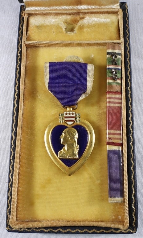 PURPLE HEART AND MEDAL RIBBON BARS PIN WITH 4 STAR (1 of 3)