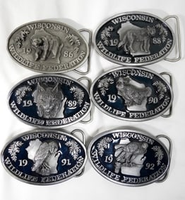 6 WISCONSIN WILDLIFE FED BUCKLES