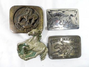 4 ASSORTED HORSE BUCKLES