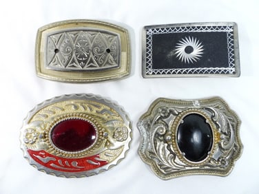 4 ASSORTED BELT BUCKLES