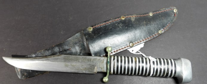 SHERIFFS KNIFE WITH LEATHER SHEATH