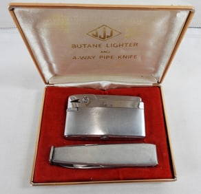 JJJ BUTANE LIGHTER & 4-WAY PIP KNIFE