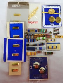 WW2 PINS, RIBBON BARS, COLLAR INSIGNIA