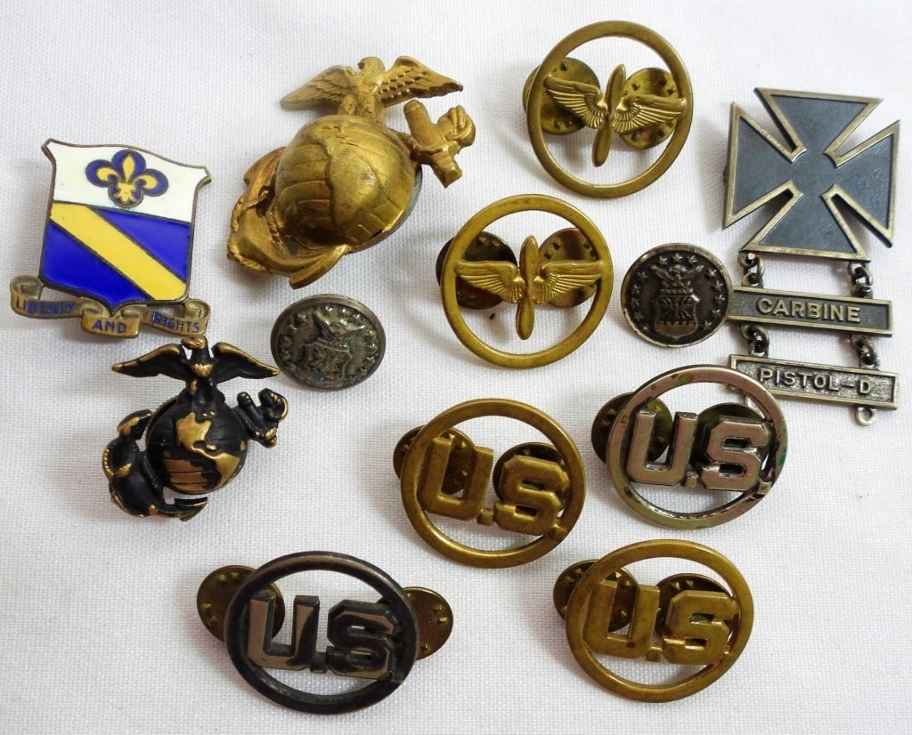 LIBERTY AND RIGHTS, U.S. PILOT & USMC: CARBINE SHARPSHOOTER PIN & MORE
