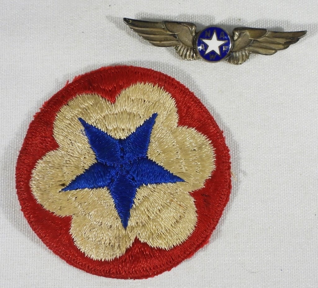 WWII NAAFW NATL ASSOC AIR FORCES: WOMEN STERLING WINGS PIN & PATCH